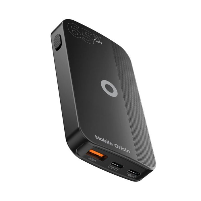 Mobile Origin 65W GaN Slim Cargador Dual USB-C y USB-A Negro