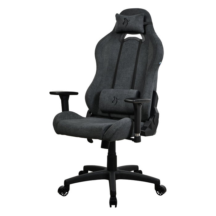 Arozzi Silla Gaming Torretta 2023, Asiento y Respaldo Acolchado en Tela Gris Oscuro, Ajustable 0-165 grados, Soporta 120 kg, para 155-185 cm de Altura