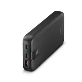 Hama 00201719 Power Bank Externo 20000 mAh Antracita con Carga Rápida PD y QC 3.0, 2x USB-C + 1x USB-A, 20W, Pantalla LED