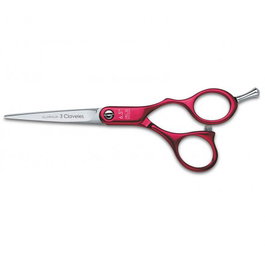 Tres Claveles Tijera de Peluquería Dur Roja Duraluminium 6.5 pulgadas