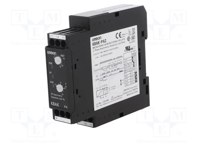 OMRON K8AK-PA Relé de monitorización de tensión trifásica SPDT OMRON K8AK-PA Relé de monitorización de tensión trifásica SPDT
