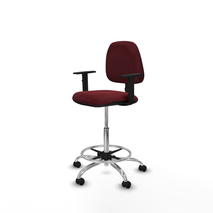 PIQUERAS Y CRESPO Taburete Isso CP granate con brazos y base cromada PIQUERAS Y CRESPO Taburete Isso CP granate con brazos y base cromada
