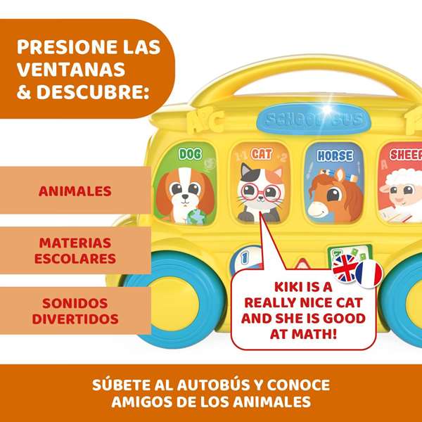 Chicco Autobús Interactivo con Luces y Sonidos, Bilingüe (Español/Cingalés), 27.5x25x13.5 cm, Modelos Surtidos