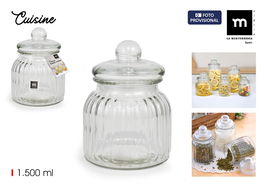 La Mediterranea Tarro Vidrio Cuisine 1500 ml 14 x 14 x 20 cm (8 Unidades)