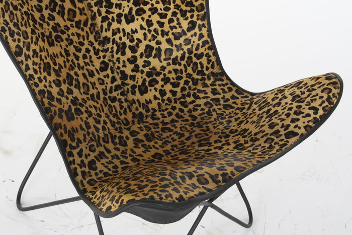 DKD Home Decor Silla de Metal y Piel Leopardo Negro