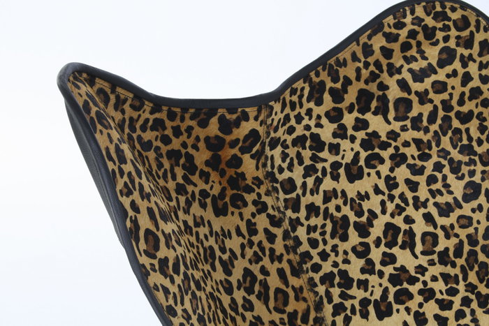 DKD Home Decor Silla de Metal y Piel Leopardo Negro