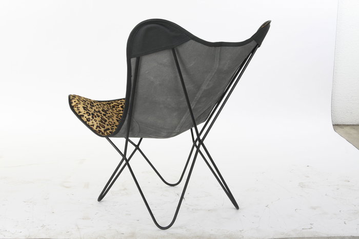 DKD Home Decor Silla de Metal y Piel Leopardo Negro
