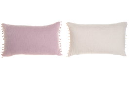 DKD Home Decor Cojín Algodón Flecos Surtido Rosa y Beige