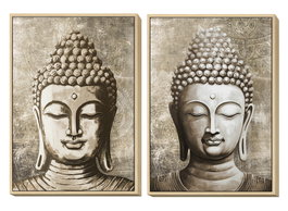 DKD Home Decor Cuadro Oriental Beige 3.5 x 100 x 70 cm Lienzo y PS Buda (2 Unidades)