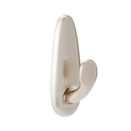 3M Command Gancho Metálico, Níquel Pulido, Pequeño, 1 Ud + 2 Tiras, FC11-BN, Carga Máx. 450 g