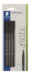 STAEDTLER Set de 10 Rotuladores de Fibra 334 Triplus Fineliner Azul Blíster de 4