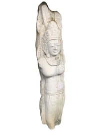 DKD Home Decor Figura Buda Item Home Tallas Indo 24 Fibra Cemento Blanco Negro 27 x 40 x 175 cm
