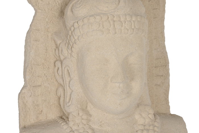 DKD Home Decor Figura Buda Item Home Tallas Indo 24 Fibra Cemento Blanco Negro 27 x 40 x 175 cm