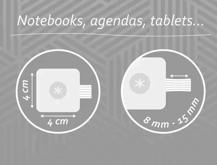 Antartik Portabolígrafo Autoadhesivo para Cuaderno, Agenda y Tablet hasta 15mm Grosor, Gris y Turquesa
