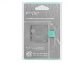 Antartik Portabolígrafo Autoadhesivo para Cuaderno, Agenda y Tablet hasta 15mm Grosor, Gris y Turquesa
