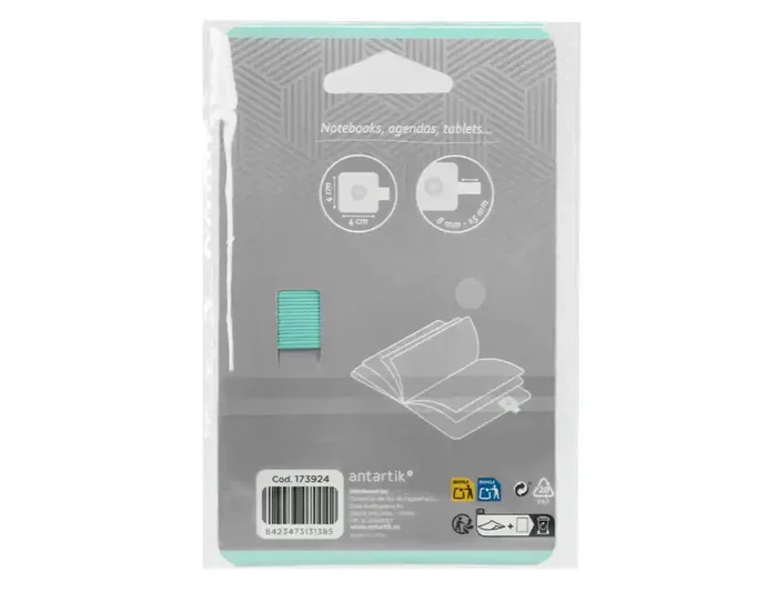 Antartik Portabolígrafo Autoadhesivo para Cuaderno, Agenda y Tablet hasta 15mm Grosor, Gris y Turquesa