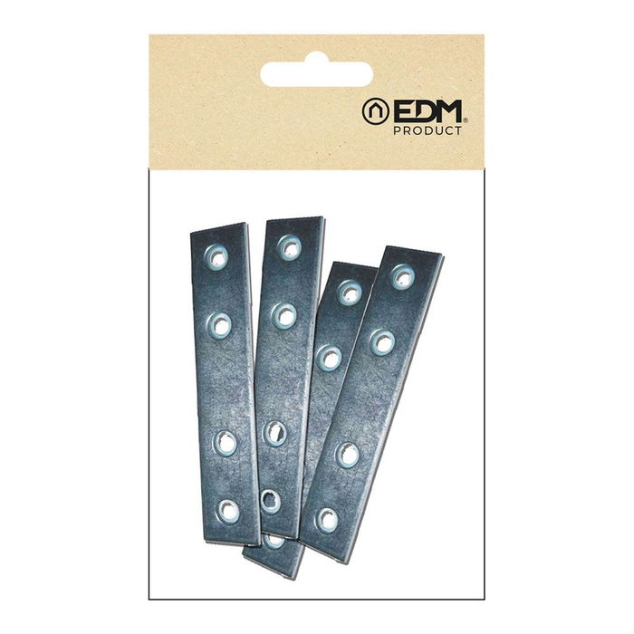 Edm Placa Unión Recta Plc02 Acero Zincado 80 x 15 mm (4 Unidades)