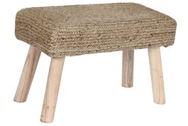 DKD Home Decor Reposapiés de Yute y Eucalipto Marrón y Natural