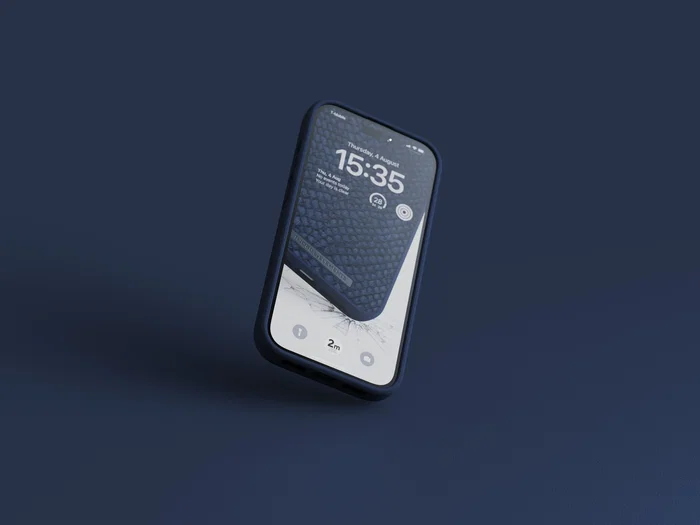 Njord byELEMENTS - Funda para iPhone 14 Pro con MagSafe, Piel de Salmón, Resistente a Caídas, Certificado Militar MIL-STD-810H, Color Azul - Incluye Plástico Reciclado