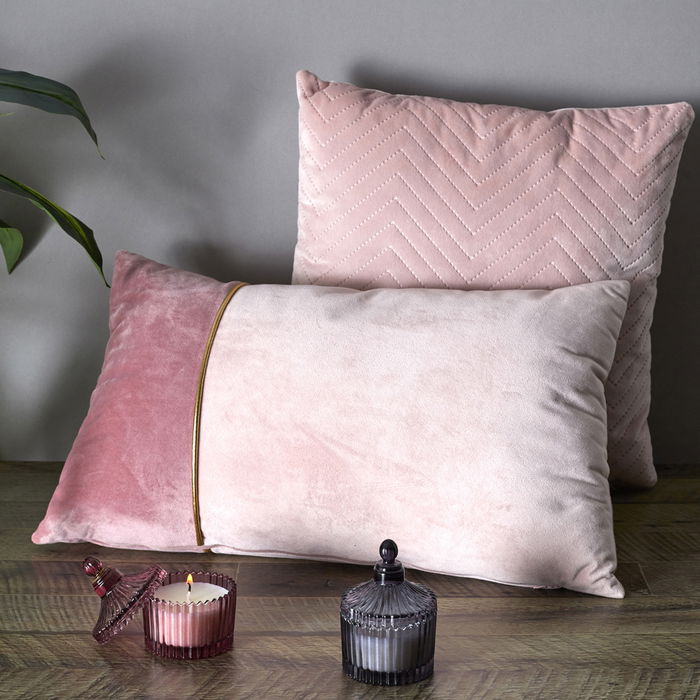 Home Deco Factory Cojín Bicolor 30x50 cm Rosa Gris con Ribete Dorado Desenfundable Home Deco Factory Cojín Bicolor 30x50 cm Rosa Gris con Ribete Dorado Desenfundable