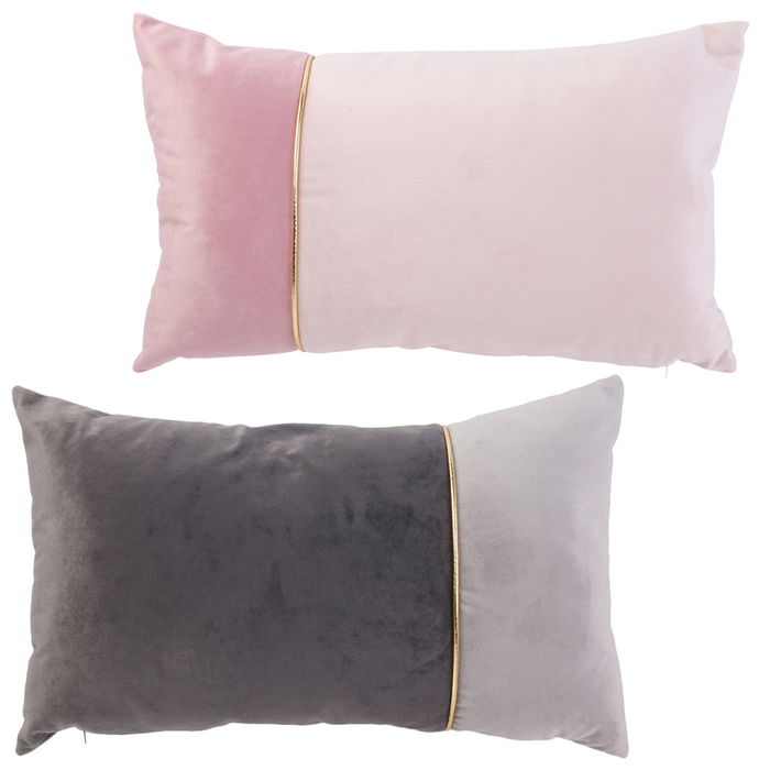 Home Deco Factory Cojín Bicolor 30x50 cm Rosa Gris con Ribete Dorado Desenfundable Home Deco Factory Cojín Bicolor 30x50 cm Rosa Gris con Ribete Dorado Desenfundable