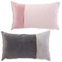 Home Deco Factory Cojín Bicolor 30x50 cm Rosa Gris con Ribete Dorado Desenfundable