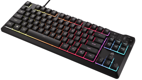 Corsair Teclado K55 CORE TKL CH-9216065-ES Teclado de Membrana para Gaming Compacto RGB Resistente a Derrames