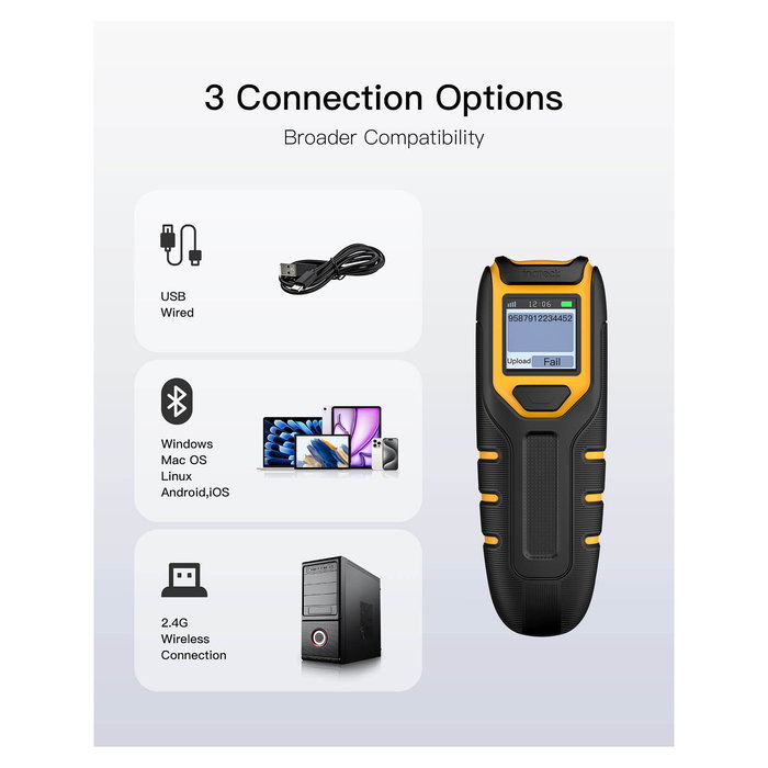 Inateck BCST-47 Lápiz Escáner de Códigos de Barras USB con Pantalla, Multicolor