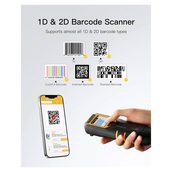 Inateck BCST-47 Lápiz Escáner de Códigos de Barras USB con Pantalla, Multicolor