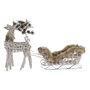 DKD Home Decor Set 3 LED Mimbre Trineo Blanco