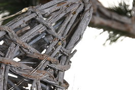 DKD Home Decor Reno Navidad Alpina LED Mimbre Blanco Marron 30x30x58 cm Set de 3