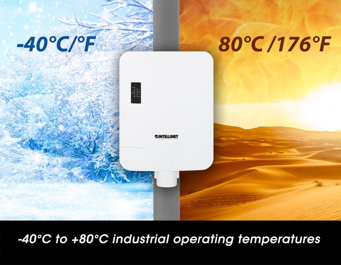 Intellinet Switch Gigabit de 5 puertos con PoE Passthrough para exteriores