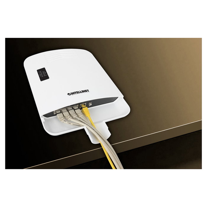 Intellinet Switch Gigabit Exterior 5 Puertos PoE Passthrough 85W IP65 con 4 Puertos PoE+ Extensor, Alimentación por Ethernet, IEEE 802.3bt/at/af, Garantía 3 Años