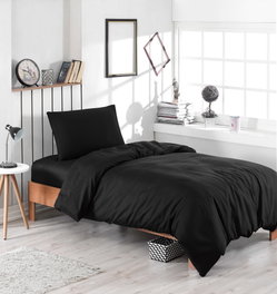 L'essentiel linge de maison Juego de Funda Nórdica Individual Düzboya Black 160x220 cm 65% Algodón 35% Poliéster 120 Hilos