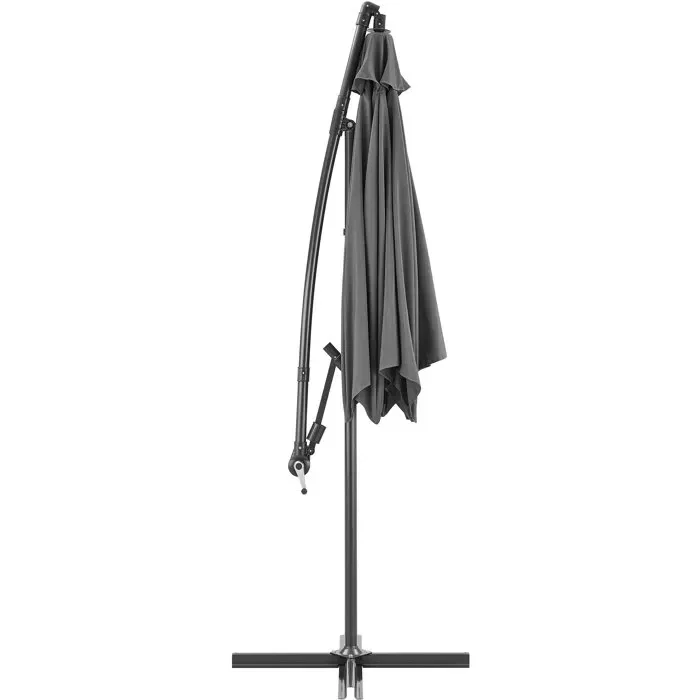 Sombrilla de jardín Tohota Ø3m, estructura aluminio y acero, lona poliéster 180g gris, con manivela Sombrilla de jardín Tohota Ø3m, estructura aluminio y acero, lona poliéster 180g gris, con manivela