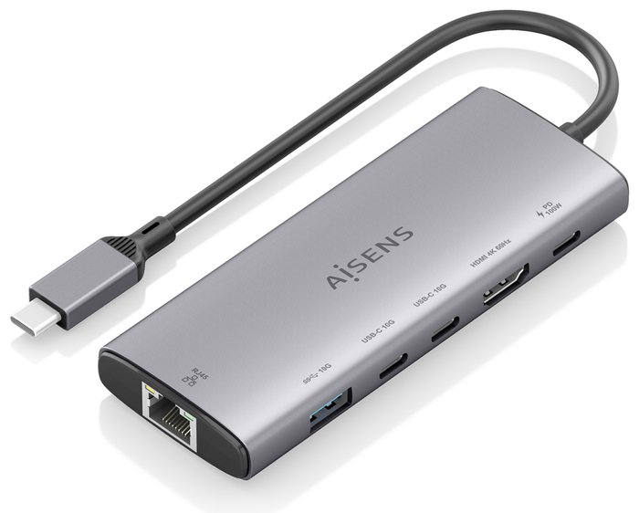 Aisens USB-C Dock 6 en 1 ASUC-6P030-GR Gris 20cm
