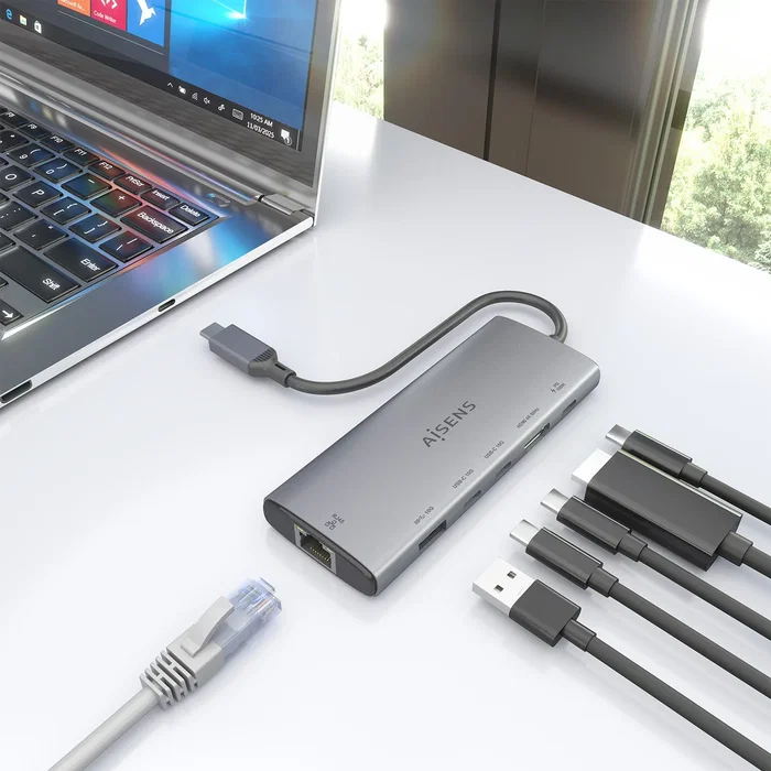 Aisens USB-C Dock 6 en 1 ASUC-6P030-GR Gris 20cm
