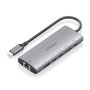 Aisens Docking USB Tipo-C 6 en 1 con HDMI 4K, RJ45, 1xUSB-A y 2xUSB-C, Gris