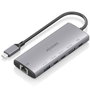Aisens Docking USB Tipo-C 6 en 1 con HDMI 4K, RJ45, 1xUSB-A y 2xUSB-C, Gris