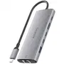 Aisens ASUC-6P030-GR Dock USB Tipo-C 6 en 1 con HDMI 4K 60Hz, 1xUSB-A 10Gbps, 2xUSB-C 10Gbps, 1xUSB-C PD 100W, 1xRJ45 Gigabit, Color Gris