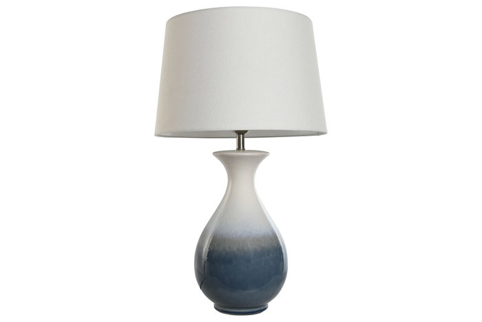 DKD Home Decor Lámpara de sobremesa de cerámica y algodón Bicolor