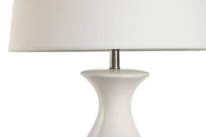 DKD Home Decor Lámpara de sobremesa de cerámica y algodón Bicolor