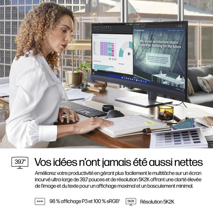 HP 740pm Serie 7 Pro Monitor para conferencias de 39,7 pulgadas 5K2K Curvo IPS