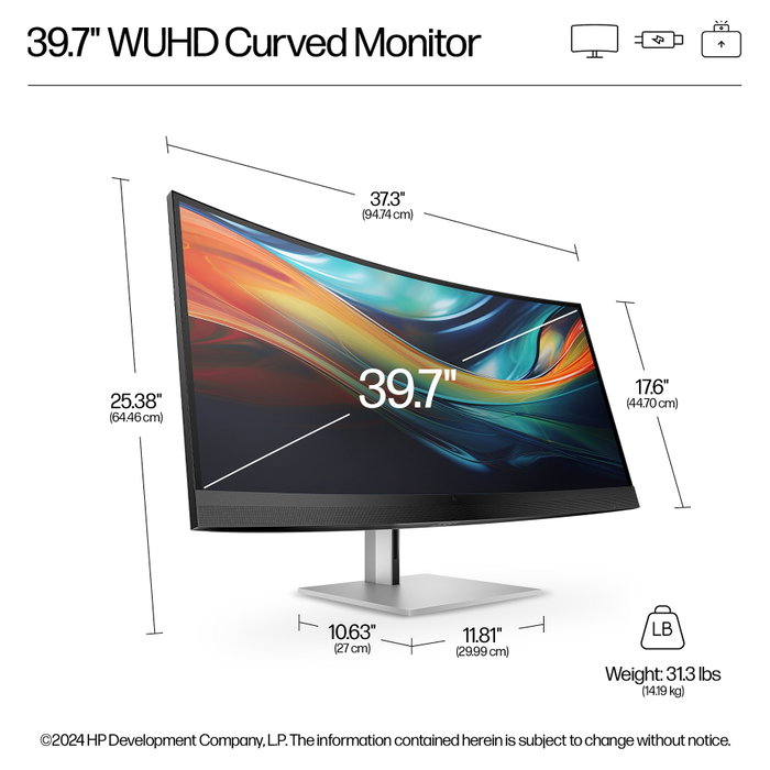 HP 740pm Serie 7 Pro Monitor para conferencias de 39,7 pulgadas 5K2K Curvo IPS