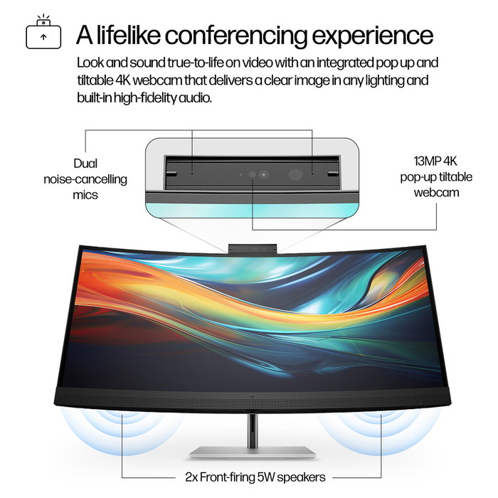 HP 740pm Serie 7 Pro Monitor para conferencias de 39,7 pulgadas 5K2K Curvo IPS