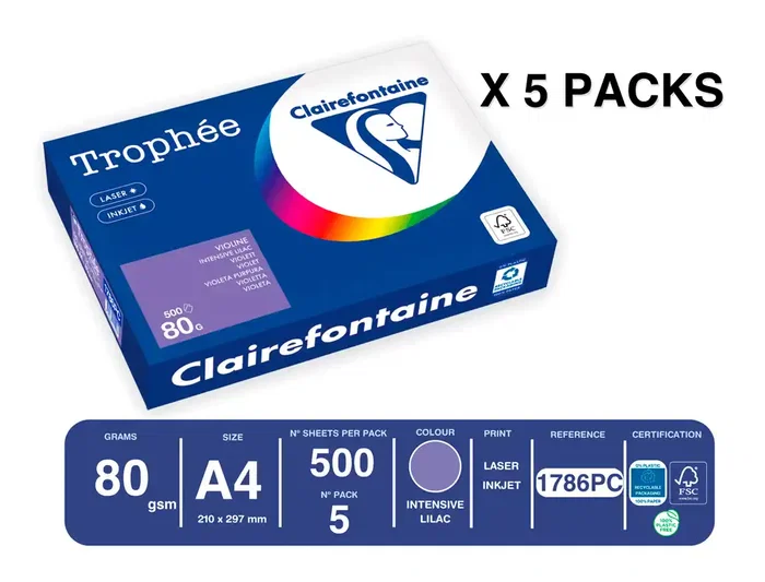 Trophee Papel Color A4 80gr Violeta Intenso Paquete de 500 Hojas