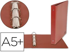 Liderpapel Carpeta de 4 anillas 25mm redondas cuarto cartón color cuero