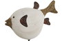 DKD Home Decor Figura Pez Globo Blanco Natural Paulownia Metal 8 x 27.3 x 17 cm