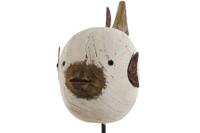 DKD Home Decor Figura Pez Globo Blanco Natural Paulownia Metal 8 x 27.3 x 17 cm