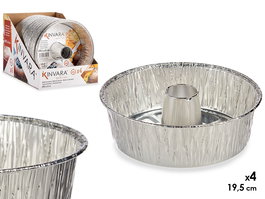 Kinvara Set 4 Moldes Flan Pequeña Aluminio 19.5x19.5x6 cm (Set de 24)